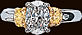 Platinum and  18 Karat yellow ring with oval and  fancy intense yellow diam